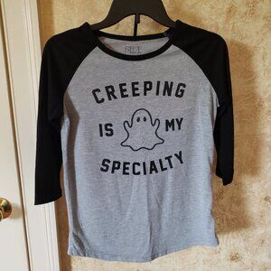 Creeping Is My Specialty Halloween Ghost baseball tee